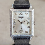 1960 LONGINES Wristwatch 14K White Gold - Diamond Dial 17 Jewels Cal. 370 Watch