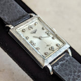 1960 LONGINES Wristwatch 14K White Gold - Diamond Dial 17 Jewels Cal. 370 Watch
