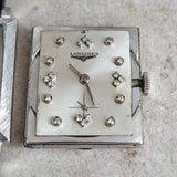 1960 LONGINES Wristwatch 14K White Gold - Diamond Dial 17 Jewels Cal. 370 Watch
