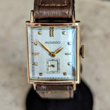 1940s MOVADO Wristwatch 14K Rose Gold 17 Jewels Cal. 375 Vintage Watch Swiss