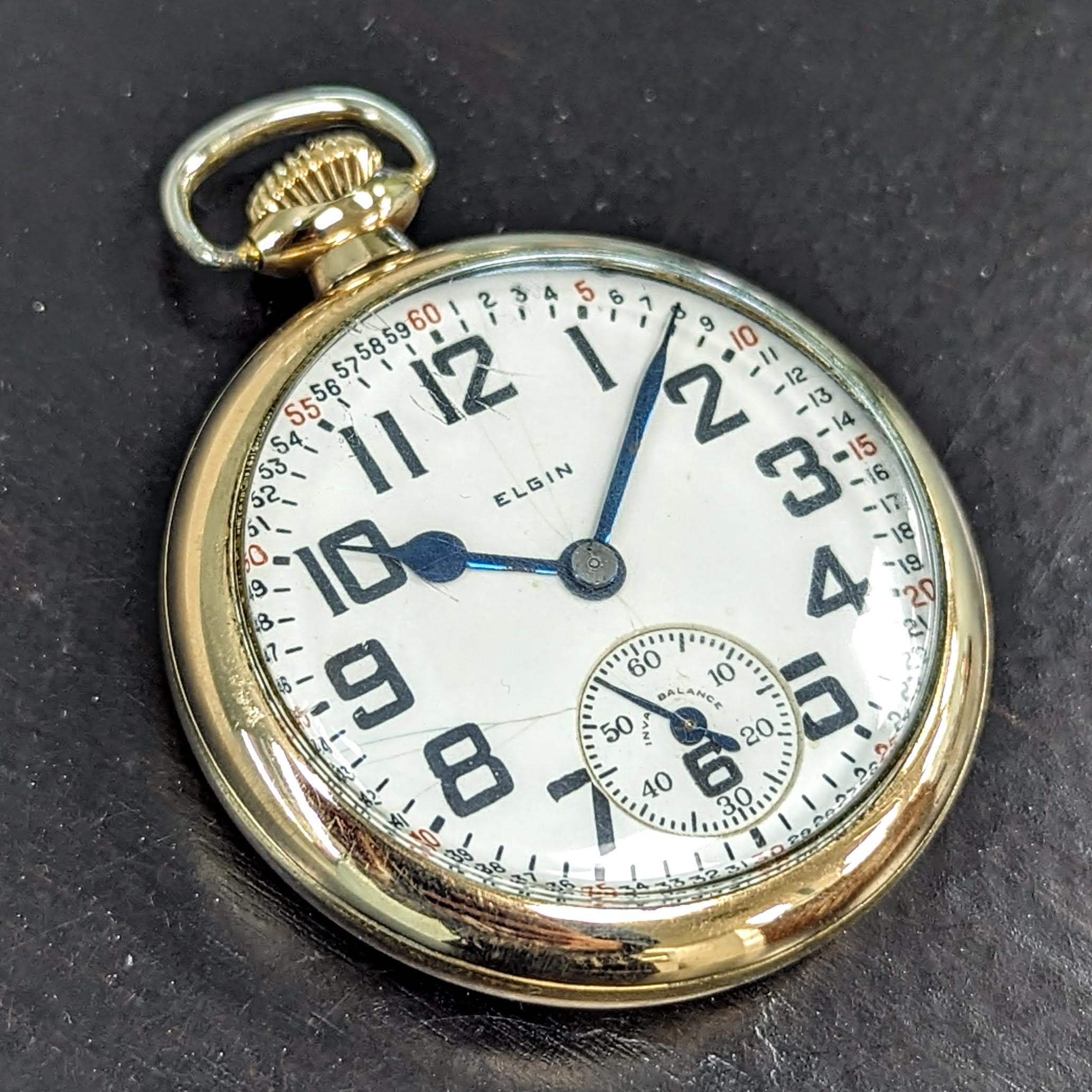 Elgin Mens Vintage Pocket Watch ELGIN POCKET WATCH B W