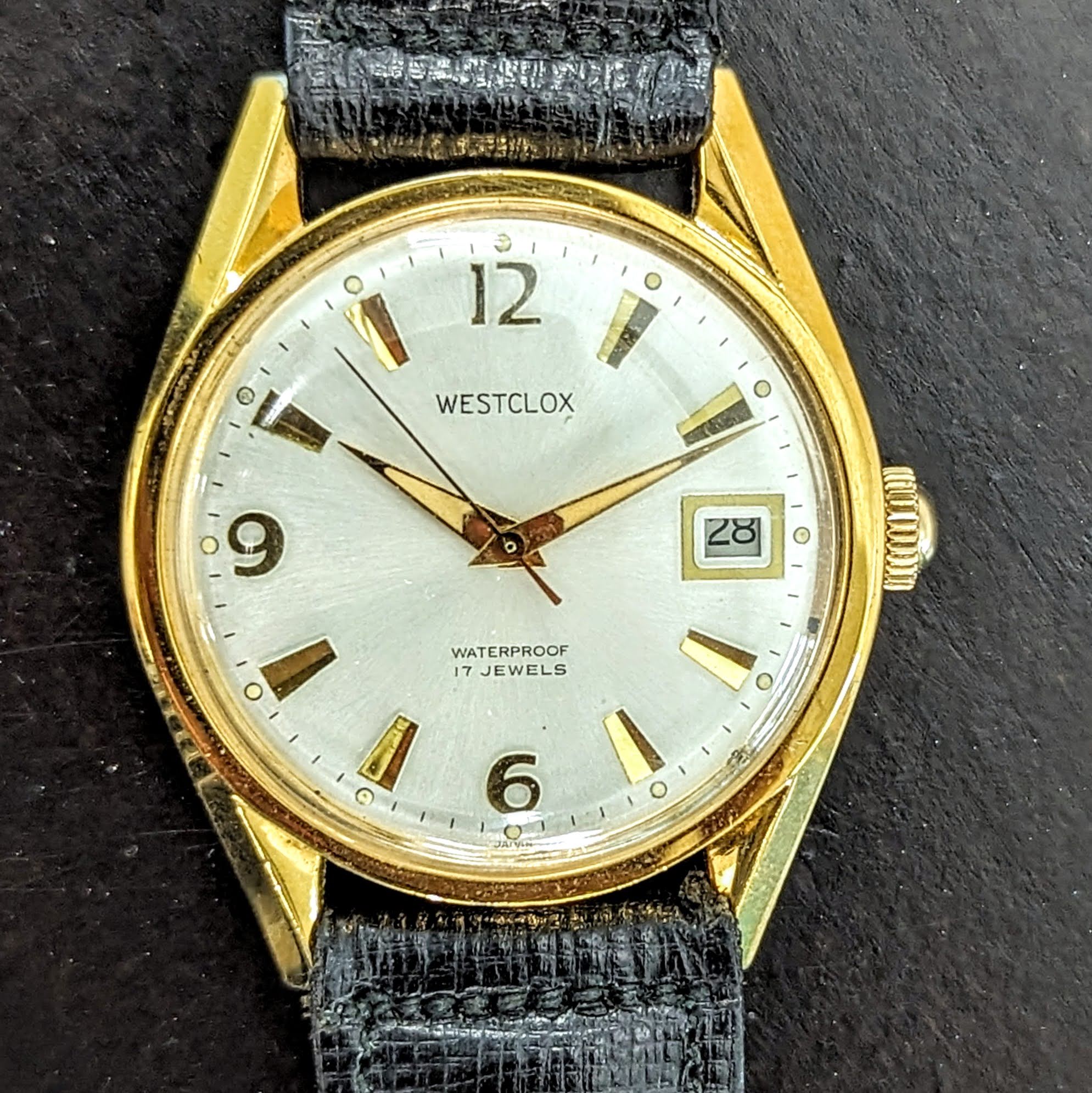 Vintage WESTCLOX Waterproof Wristwatch 17 Jewels Cal. D-441 Date Indicator Watch