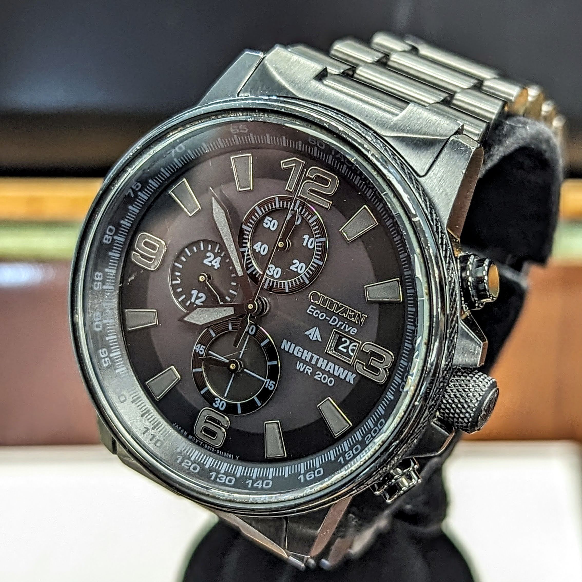 Men's Citizen Nighthawk Chronograph Stainless Steel Watch CA4370-52E
