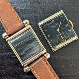 Vintage GOTHAM Wristwatch 17 Jewels Black Dial Fancy Lugs Swiss Made Watch