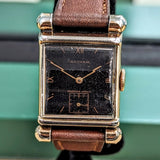 Vintage GOTHAM Wristwatch 17 Jewels Black Dial Fancy Lugs Swiss Made Watch