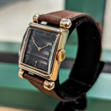 Vintage GOTHAM Wristwatch 17 Jewels Black Dial Fancy Lugs Swiss Made Watch