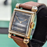 Vintage GOTHAM Wristwatch 17 Jewels Black Dial Fancy Lugs Swiss Made Watch