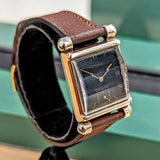 Vintage GOTHAM Wristwatch 17 Jewels Black Dial Fancy Lugs Swiss Made Watch