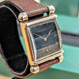 Vintage GOTHAM Wristwatch 17 Jewels Black Dial Fancy Lugs Swiss Made Watch