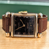 Vintage GOTHAM Wristwatch 17 Jewels Black Dial Fancy Lugs Swiss Made Watch