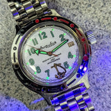 VOSTOK Sea Captain Amphibian Automatic Watch 200M Date Indicator Wristwatch