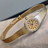 Ladies LUCIEN PICCARD Quartz Watch - ALL 14K Solid GOLD & Diamond Bezel Swiss Vintage Wristwatch
