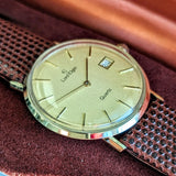 LORD ELGIN Quartz Wristwatch 14K Yellow GOLD Swiss Made Watch - In box!