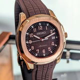 SEIKO Mod Aquanaut Automatic Wristwatch 24 Jewels Rose Gold Case & Display Back Custom Watch