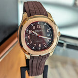 SEIKO Mod Aquanaut Automatic Wristwatch 24 Jewels Rose Gold Case & Display Back Custom Watch