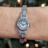 MOVADO Ladies Wristwatch Platinum Case & Fancy Lugs w/Diamonds 17 Jewels Swiss Watch