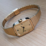 Vintage Ladies TIMEX Mechanical Watch Gold Tone Stainless-Steel Textured Bracelet