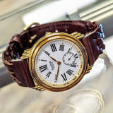 1991 BULOVA Roman Numerals Watch Round Case & Fancy Lugs Quartz Wristwatch