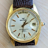 1980s WALTHAM Presidential Watch 34mm Quartz Day/Date Wristwatch