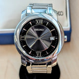 2000 SEIKO Dress Watch Date Indicator Ref. SGEE95 Black Dial Wristwatch Box & Papers!
