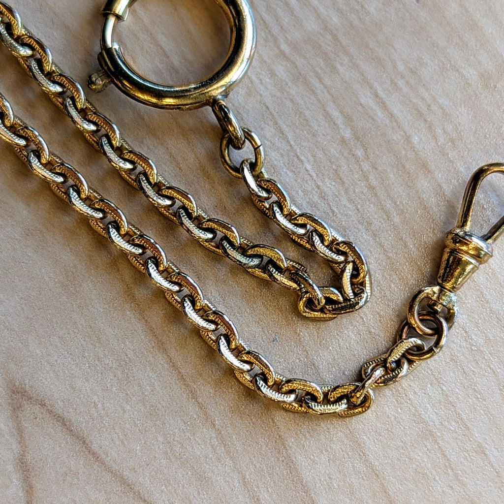 Vintage Pocket Watch Chain Men's Textured Link Chain Gold Tone – SECOND ...