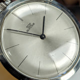 1950's GLYCINE Pocket Watch 17 Jewels Cal. AV 423 Swiss Made - ULTRA Thin w/PW Chain