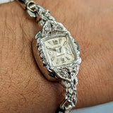 Ladies GRUEN Cocktail Watch 14K White GOLD Cal. 275 17 Jewels Vintage Wristwatch