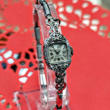Ladies GRUEN Cocktail Watch 14K White GOLD Cal. 275 17 Jewels Vintage Wristwatch