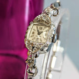 Ladies GRUEN Cocktail Watch 14K White GOLD Cal. 275 17 Jewels Vintage Wristwatch