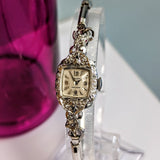 Ladies GRUEN Cocktail Watch 14K White GOLD Cal. 275 17 Jewels Vintage Wristwatch