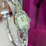 Ladies GRUEN Cocktail Watch 14K White GOLD Cal. 275 17 Jewels Vintage Wristwatch