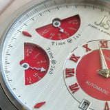 NOS J&S Joshua & Sons Automatic Watch Ref. JS-03-08 Triple Zone Time Wristwatch - In Box
