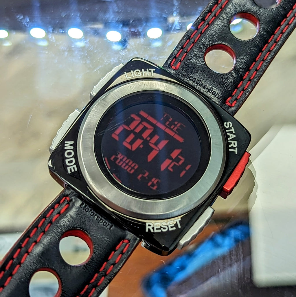 Mercedes-Benz Motorsport LCD Digital Watch Racing Chronograph Wristwat ...