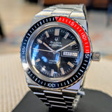1974 BULOVA Accutron Orange Snorkel Watch 666 Feet Wristwatch "Devil Diver" - Original Integrated Bracelet