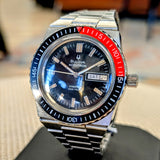1974 BULOVA Accutron Orange Snorkel Watch 666 Feet Wristwatch "Devil Diver" - Original Integrated Bracelet