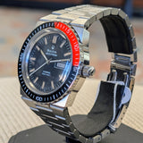 1974 BULOVA Accutron Orange Snorkel Watch 666 Feet Wristwatch "Devil Diver" - Original Integrated Bracelet