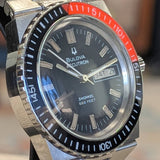 1974 BULOVA Accutron Orange Snorkel Watch 666 Feet Wristwatch "Devil Diver" - Original Integrated Bracelet