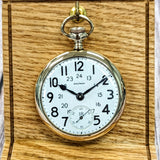 1917 WALTHAM Pocket Watch 24-Hour Dial 16s Openface 15 Jewels Grade No. 620 GF Case