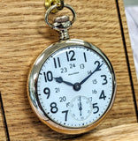 1917 WALTHAM Pocket Watch 24-Hour Dial 16s Openface 15 Jewels Grade No. 620 GF Case