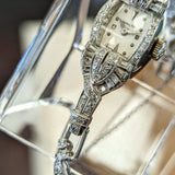 Vintage Ladies HAMILTON Cocktail Watch 22 Jewels Grade 761 Fancy White Gold and Diamond Case Wristwatch