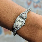 Vintage Ladies HAMILTON Cocktail Watch 22 Jewels Grade 761 Fancy White Gold and Diamond Case Wristwatch