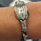 Vintage Ladies HAMILTON Cocktail Watch 22 Jewels Grade 761 Fancy White Gold and Diamond Case Wristwatch