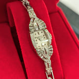 Vintage Ladies HAMILTON Cocktail Watch 22 Jewels Grade 761 Fancy White Gold and Diamond Case Wristwatch