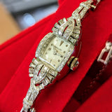 Vintage Ladies HAMILTON Cocktail Watch 22 Jewels Grade 761 Fancy White Gold and Diamond Case Wristwatch