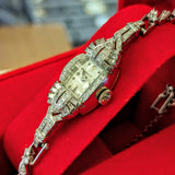 Vintage Ladies HAMILTON Cocktail Watch 22 Jewels Grade 761 Fancy White Gold and Diamond Case Wristwatch