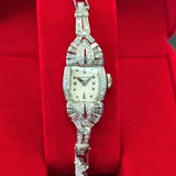Vintage Ladies HAMILTON Cocktail Watch 22 Jewels Grade 761 Fancy White Gold and Diamond Case Wristwatch