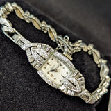 Vintage Ladies HAMILTON Cocktail Watch 22 Jewels Grade 761 Fancy White Gold and Diamond Case Wristwatch