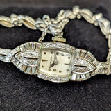 Vintage Ladies HAMILTON Cocktail Watch 22 Jewels Grade 761 Fancy White Gold and Diamond Case Wristwatch