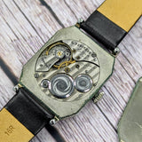 1930 ELGIN Watch 17 Jewels Grade 489 Art Deco Tank Case 14K White GF Wristwatch