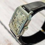 1930 ELGIN Watch 17 Jewels Grade 489 Art Deco Tank Case 14K White GF Wristwatch